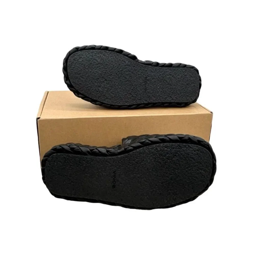 Vince Pompei Braided Leather Platform Slide Sandals Black Women’s 8.5 New